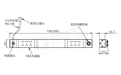 快接型電排模組(不帶空開)尺寸圖 快接型電排模組(不帶空開)尺寸圖